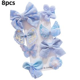 8/9/10Pcs/Set Cartoon Baby Girl Hair Clips Cute Bear Children Hairpins Bowknot Knitted Flower Kids Barretees Baby Hair Accessori - D-3