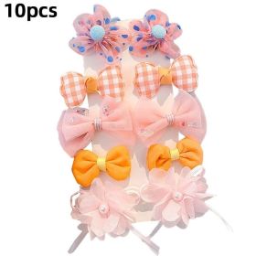 8/9/10Pcs/Set Cartoon Baby Girl Hair Clips Cute Bear Children Hairpins Bowknot Knitted Flower Kids Barretees Baby Hair Accessori - E-1
