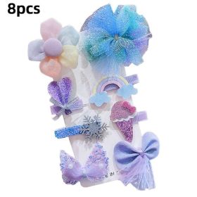 8/9/10Pcs/Set Cartoon Baby Girl Hair Clips Cute Bear Children Hairpins Bowknot Knitted Flower Kids Barretees Baby Hair Accessori - C- 3