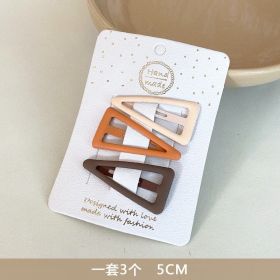3pcs Frosted Milk Tea Color Gentle Dripping Oil Five-Pointed Star BB Clip Everything Girls Heart Base Style Hair Clip - Triangular