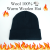 Black Warm Solid Color Knitted Beanies Hat for Boys Girls - Black