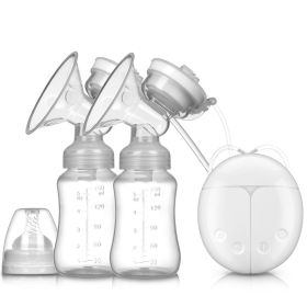 Best-selling Double Suction Baby Feeder Massage Moms Helper Hands Free Electric Breast Pump Bottle Milk Extractor - White