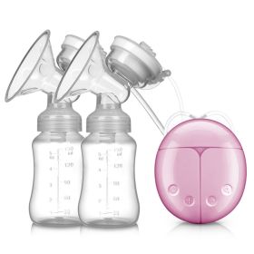 Best-selling Double Suction Baby Feeder Massage Moms Helper Hands Free Electric Breast Pump Bottle Milk Extractor - Pink