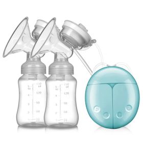 Best-selling Double Suction Baby Feeder Massage Moms Helper Hands Free Electric Breast Pump Bottle Milk Extractor - Blue