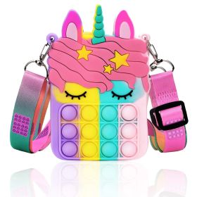 Girl And Women's Unicorn Pop Purse Pop Bag With Unicorn Pop Toy; Shoulder Bag Fidget Toys Pop Fidget Backpack - Silicone