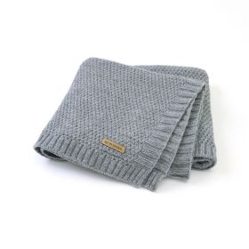 Kids Logo Patched Design Solid Color Knittted Warm Blanket - Average Size (0-12Y) - Grey