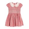 Baby Girl Ditsy Flower Print Hollow Carved Neck Knitted Waist Dress - 90 (12-24M) - Red