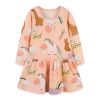 Baby Girl Cartoon Print Pattern O-Neck Long Sleeve Pullover Dress - 90 (12-24M) - Pink