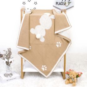 Baby Cartoon Rabbit & Footprints Embroidered Graphic 3D Tail Blanket - Brown - (0-12Y)