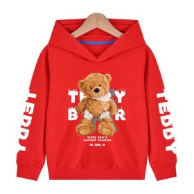 Baby Boy Slogan And Bear Print Pattern Long Sleeve Hoodie With Hat - 90 (12-24M) - Red