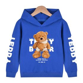 Baby Boy Slogan And Bear Print Pattern Long Sleeve Hoodie With Hat - 100 (2-3Y) - Blue