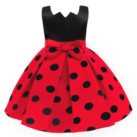 Baby Girl Polka Dot Graphic Sleeveless Performance Evening Dress - 130 (7-8Y) - Red