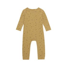 Baby Floral & Animals Print Pattern Long Sleeves Soft Jumpsuit - 73 (6-9M) - Yellow