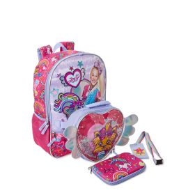 JoJo Siwa Girls Bow Bow with Lunch Bag 4-Piece Set Pink Rainbow Unicorn Print - JoJo Siwa