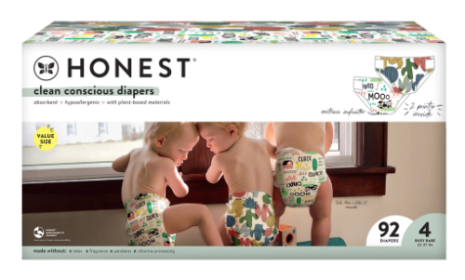 The Honest Company Clean Conscious Baby Diapers, Size 4, 92 ct - The Honest Company