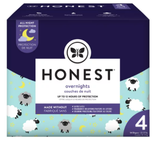 The Honest Company Overnight Baby Diapers, Sleepy Sheep, Size 4, 54 ct - The Honest Company