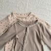 Baby Flower Pattern & Solid Color Lace Design Button Front Jumpsuit - 66 (3-6M) - Apricot