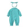 Baby Girl Cherry Print Pattern Detachable Bib Mouth Towel Cute Jumpsuit - 59 (0-3M) - Green