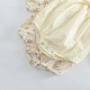 Baby Girl Ditsy Flower Pattern Or Solid Color Long Sleeve Bodysuit - 66 (3-6M) - Beige