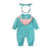 Baby Girl Cherry Print Pattern Detachable Bib Mouth Towel Cute Jumpsuit - 59 (0-3M) - Green