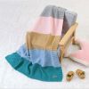 Kids Logo Patched Design Colorful Contrast Pattern Knittted Blanket - Average Size (0-12Y) - Green