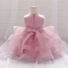 Baby Girl Sequins Patched Design Sleeveless Tutu Style Baptism Birthday Dress - 73 (6-9M) - Light Pink