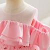 Baby Girl Sequin Patched Design Mesh Patchwork Formal Princess Dress - 100 (2-3Y) - Pink