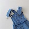 Baby Girl Denim Fabric Strap Design Pleated Dress Fashion Korean Style Dress - 80 (9-12M) - Blue
