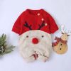 Baby Cartton Pattern Contrast Design Side Button Christmas Knitted Romper - 73 (6-9M) - Navy Blue