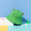 Children's Korean-Style Cute Frog Fisherman Hat Cotton Embroidered Sun Hat Warm Ear Protection Basin Hat - Children Green - Free size