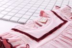 Baby 1pcs Contrast Tape Patched Frill Trim Sleeveless Onesies & Hat - 80 (9-12M) - Pink