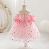 Baby Girl Sequin Patched Design Mesh Patchwork Formal Princess Dress - 100 (2-3Y) - Pink
