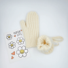 Beige Knitted Mittens with Twist-Pattern for Boys Girls - Beige