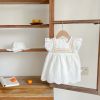 Baby Girls Embroidered Pattern Hollow Carved Design Dress With Hat In Summer - 73 (6-9M) - White