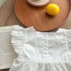Baby Girls Embroidered Pattern Hollow Carved Design Dress With Hat In Summer - 73 (6-9M) - White