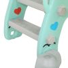 5 in 1 Slide and Swing Playing Set, Toddler Extra-Long Slide with 2 Basketball Hoops, Football, Ringtoss, Indoor Outdoor XH - Gray green