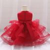 Baby Girl Sequins Patched Design Sleeveless Tutu Style Baptism Birthday Dress - 73 (6-9M) - Light Pink