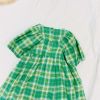 Baby Girls Plaid Pattern Pull-Sleeved Design O-Neck Long Dress In Summer - 80 (9-12M) - Green