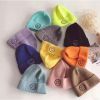 Smiling Face Embroidery Baby Knitted Hat Autumn Winter Warm Infant Toddler Beanie Hat Outdoor Windproof Girls Boys Bonnet Cap - Yellow