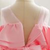 Baby Girl Sequin Patched Design Mesh Patchwork Formal Princess Dress - 100 (2-3Y) - Pink