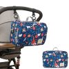 Waterproof baby print stroller bag storage hanging bag diaper bag mother and baby mommy bag - Mommy Bag-Blue Flowers