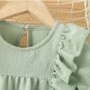 Baby Solid Color Ruffle Design Simple Style Summer Dress - 90 (12-24M) - Green