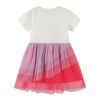 Baby Girl Butterfly Patched Pattern Mesh Patchwork Dress - 90 (12-24M) - Pink