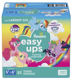 Pampers Easy Ups Training Underwear Girls;  Size 7 5T-6T;  52 Count