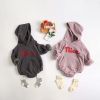 Baby Letter Print Pattern Solid Color Thickened Cotton Onesies - 66 (3-6M) - Grey