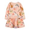 Baby Girl Cartoon Print Pattern O-Neck Long Sleeve Pullover Dress - 90 (12-24M) - Pink
