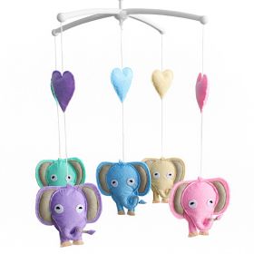 Colorful Elephant Handmade Baby Crib Mobile Nursery Room Decor Baby Mobile for Crib; Blue Purple Beige Green Pink