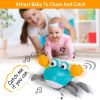 Crawling Crab Baby Toy with Music and LED Light for Kid Interactive Learning Toy Automatically Avoid Obstacles Walking Dancing Toy - Crab