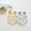 Baby Girl Floral Print Sleeveless Suspenders Onesies - 66 (3-6M) - Green