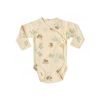Baby Boy And Girl Flower Pattern Side Belted Design Soft Cotton Onesies - 66 (3-6M) - Apricot